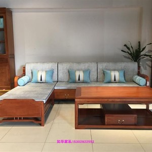 波萝格布木转角沙发 新款布木客厅沙发 成套时尚布木沙发 实木