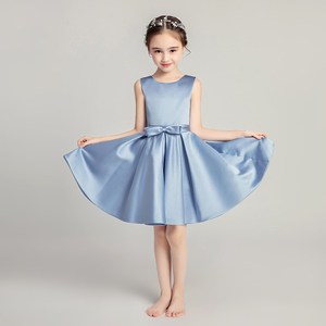 儿童蓝色晚礼服短款公主连衣裙气质女童钢琴演出服合唱团花童装