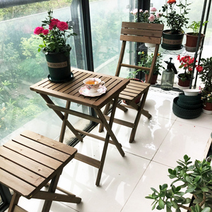 阳台小桌椅一桌两椅摆o摊便携套装免安装桌椅组合放花的小桌子茶