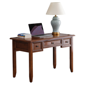 卡娜斯全电木原木美式书桌家木白蜡用带抽屉实脑桌书架组合办公.
