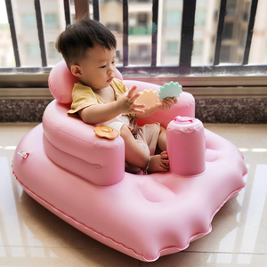 宝宝椅子充气防摔座垫婴儿学坐沙发椅E多功能折叠bb凳训练洗澡神