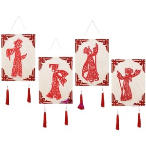 中国传统镂空剪纸窗花皮影人物 特色手工艺布织布幼儿园创意挂饰