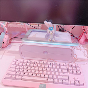 粉色桌面电脑增高置物架收u纳置物架笔记本台式办公电脑支架整理