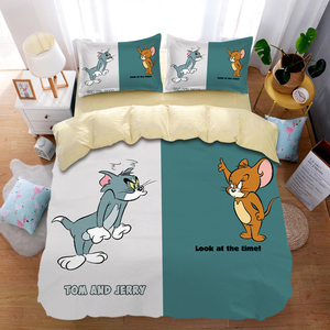 新品猫和老鼠儿童卡通纯棉t四件套男孩卧室全棉被套被单床单三件