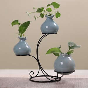 新中式陶瓷小花瓶玻璃创意水培植物客厅插花电视柜家居装饰品摆件