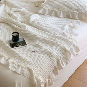 轻奢全棉毛毯花边沙发毯盖毯毛z巾被空调毯子午睡办公室薄款床上