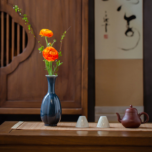 新中式陶瓷床头玄关台面花瓶摆件客厅小号电视柜V博古架桌面花器