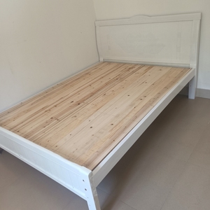 南宁简易杉木床出租房白色实木床1.8米双人床主卧1.V5米工厂直销