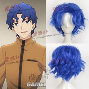 cos假发 fate/stay night 间桐慎二 蓝色短卷发造型 cosplay假发