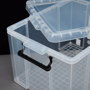 艾科堡透明收纳箱30L中号收纳箱四方塑胶箱有盖塑料储物箱整理箱A
