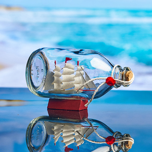 关欧轻奢创意漂流瓶中帆船模型玄北电视柜酒摆装饰品一帆风顺柜件