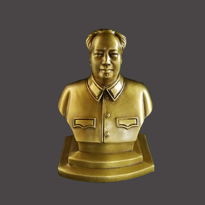 毛主席铜像纯黄铜汽车摆件毛泽东头像车饰品车内摆设送像章防滑垫