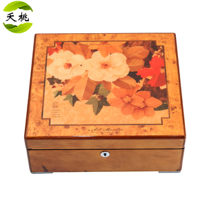 正品夭桃（饰品）欧式钢琴烤漆木质双层首饰盒珠宝收藏收纳盒箱带
