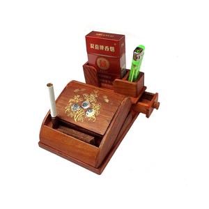 2024夏季新品红木烟盒烟灰缸木质弹烟盒花梨木制半自动弹烟器打烟