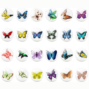 多彩美丽的蝴蝶冰箱贴纸时光宝石创意磁性玻璃白板贴装饰品25mm
