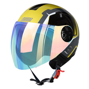新GSB春夏季电动车头盔男女款式摩托车半盔透气轻便酷机车头盔摩