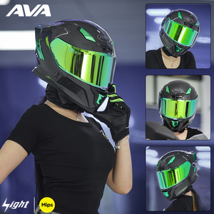 高档AVA闪电黑武士碳纤维摩托车头盔男女全盔夏季机车大码3XL四季