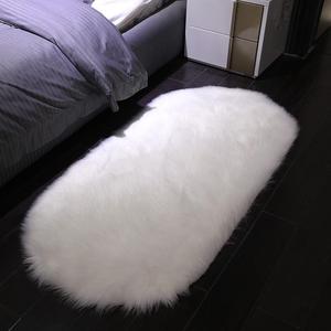 嘉豪 北欧卧室地毯 白色长毛绒阳台地毯床边地毯床头垫加厚简约