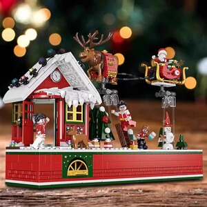 新款圣诞树八音盒积木旋转音乐送女孩5拼装8摆件3玩具10岁圣诞节