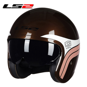 新款LS2头盔男摩托车个性酷半覆式四季女士复古半盔机车电动车安