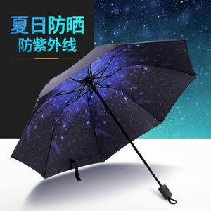 2024新款星空小黑伞手动两用晴雨伞太阳伞遮阳伞三折叠防晒大量