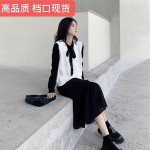 早春2024款女装潮网红欧美ins初春洋气减龄两件套装冷淡连衣裙子