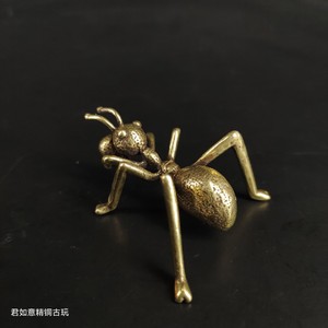 纯铜蚂蚁香插 实心黄铜小蚂蚁摆件铜昆虫微雕桌面小摆件茶宠铜器