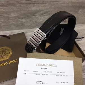 Stefano 史蒂芬男士礼盒包装头层牛皮压纹鳄鱼皮老鹰头真皮腰带