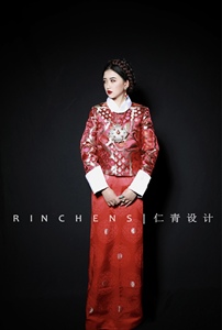 仁青设计重工金卡提花织锦不丹外套西藏服拉萨藏装藏族服饰婚服