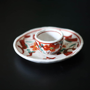 日本原装进口志野赤绘迷你小杯茶杯日式和风小酒杯粗犷风格茶具杯