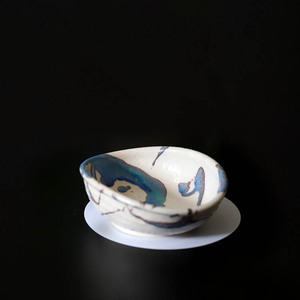 日本进口粗陶手绘椭圆大碗厚重质朴面碗日式家用大汤碗怀石料理盆