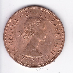 英国 少女伊丽莎白二世 一便士 1967年大铜币 31mm 5号
