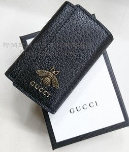 Gucci古奇小蜜蜂黑色男女礼物 3折钥匙包 日本限定正品代购523683