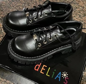 美国代购dELiAs圆头复古哑光增高少女鞋街头JK厚底鞋Dollskill