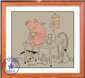 罗罗XSD十字绣图重绘源文件带线量表5111zz卡通-享受的小猪