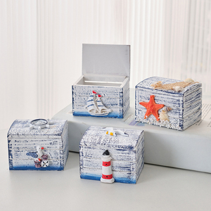 海洋风海底小木箱装饰摆件地中海风格沙滩小盒子创意摆台道具摆设
