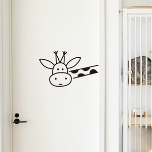 有趣的长颈鹿 ins风卡通动物贴纸床头卧室厨房店铺玻璃门窗装饰贴