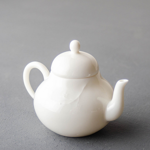 一枝梅梨形壶 德化高温白瓷泡茶器单壶大号浮雕功夫茶具品茗杯
