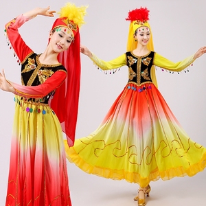 2016新款新疆民族舞蹈大摆裙舞台服装少数民族舞蹈服维族女演出服