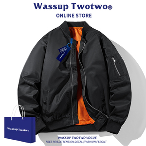 WASSUP TWO TWO美式飞行员夹克校服风军旅男士外套复古春秋棒球服