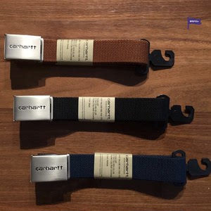 现货CARHARTT WIP BELT 卡哈特 金属银扣军事标帆布编织腰带