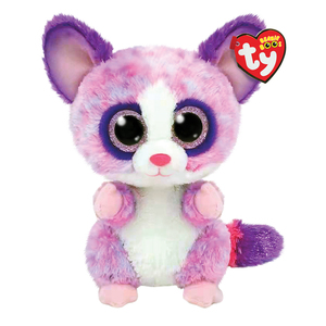 Ty新品贝贝-紫粉色浣熊可爱大眼豆豆毛绒公仔布娃娃玩偶儿童玩具