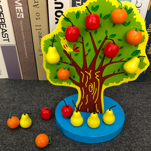 木质益智玩具磁铁梨子树快乐果园摘果子磁性幼儿园儿童早教教具
