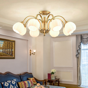 全铜欧式客厅灯主卧室灯现代大厅美式复古吸顶灯餐厅吊灯套餐灯具