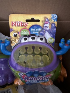努比nuby小怪兽零食杯 防泼洒餐具宝宝零食盒便携外出零食碗带盖