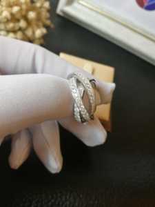 纯银925七夕情人节礼物我的前半生罗子君同款三连环扣戒指指环