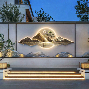 新中式太阳能户外庭院壁灯防水别墅院子造景装饰壁画灯背景墙壁灯