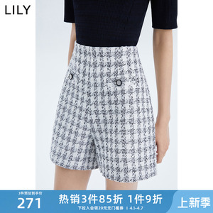 【商场同款】LILY复古洋气格纹显瘦高腰休闲短裤123120C5208