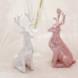 陶瓷摆件现代简约办公桌鹿头鹿雕塑家居欧式圣诞鹿装饰品