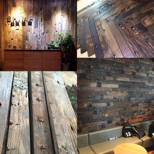 风化船木板 工业风复古做旧实木地板吧台墙板楼梯踏板 装饰背景墙